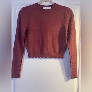 Zara Cropped Sweater in Dark Pink Rose Color Size M